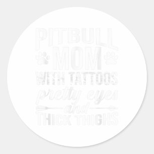 Mama Pitbull mit Hübschen Augen von Tattoos Runder Aufkleber
