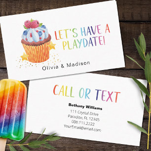 Mama Playdate Colorful Berry Cupcake Calling Cards Visitenkarte