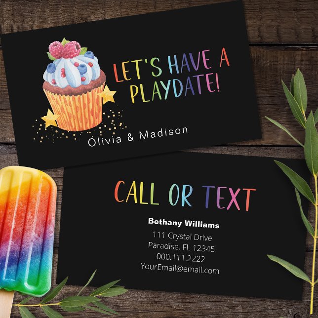 Mama Playdate Colorful Berry Cupcake Calling Cards Visitenkarte (Von Creator hochgeladen)