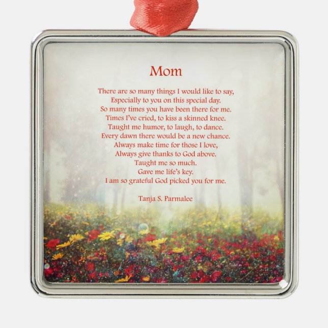 Mama-Poesie-Kollektor Silbernes Ornament (Vorne)