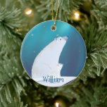 Mama Polar Bär und ihre Krüge Monogramm Winter Keramik Ornament<br><div class="desc">Niedliche Eisbärenillustrierung Winterschmuck .Anpassbar!</div>