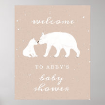 Mama Polar Bear Pink Snow Baby Dusche Willkommen