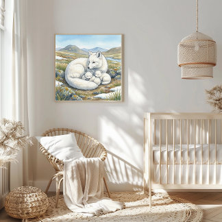 Mama Polarfuchs und Kinderstube Poster