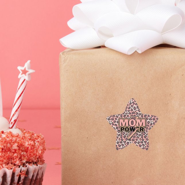 Mama Power Rosa Leopard Stern-Aufkleber (Von Creator hochgeladen)