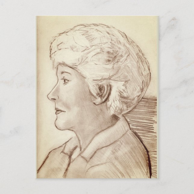 Mama Profil Portrait 2004 zeichnend Postkarte (Vorderseite)
