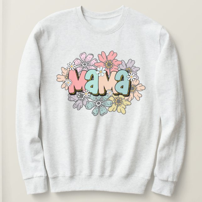 Mama Pullover Retro Mama Floral Sweatshirt (Design vorne)
