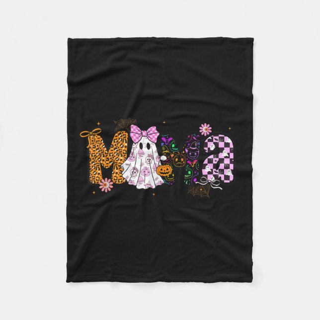 Mama Pumpkin Fall Coquette Lace Bow Thanksgiving M Fleecedecke (Vorderseite)