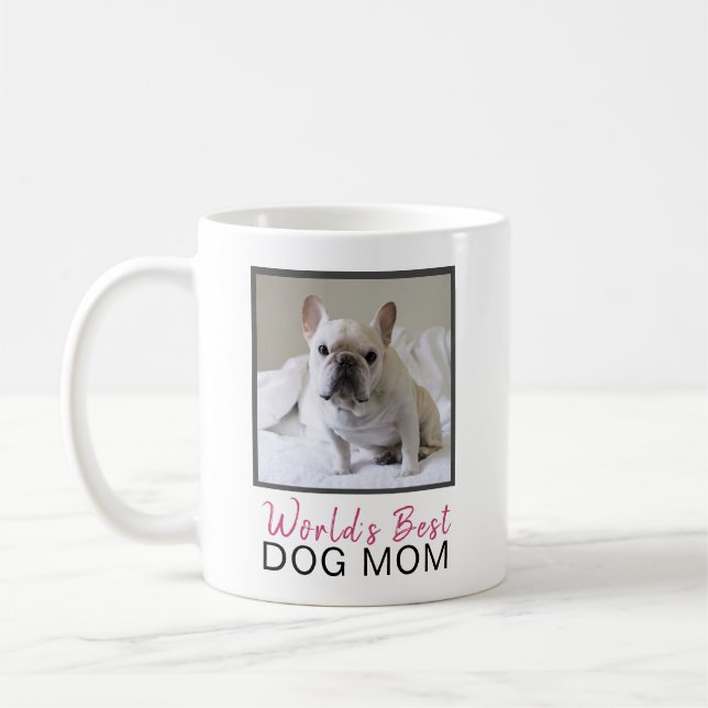 Mama-Quadrat-HundeFoto der niedliche Welt bestes Kaffeetasse (Links)