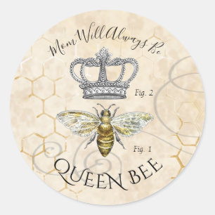 Mama Queen Bee Runder Aufkleber