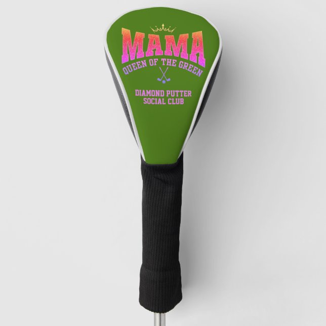 MAMA QUEEN DER GREEN Custom Golf Head Cover Headcover (Vorderseite)
