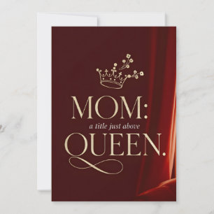 Mama Queen   Tag der eleganten Burgundy Gold Mütte Einladung