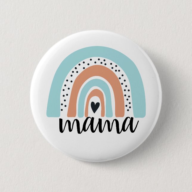 Mama Rainbow Blue Peach Button (Vorderseite)