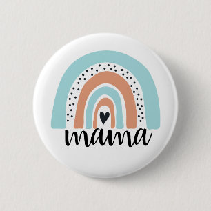 Mama Rainbow Blue Peach Button
