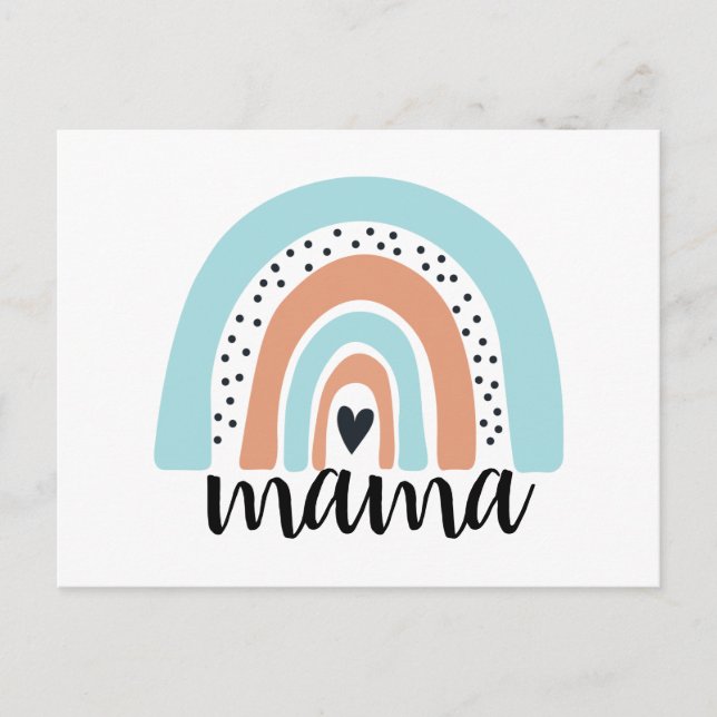 Mama Rainbow Blue Peach Postkarte (Vorderseite)