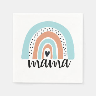 Mama Rainbow Blue Peach Serviette