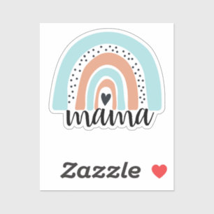 Mama Rainbow Blue Peach Sticker
