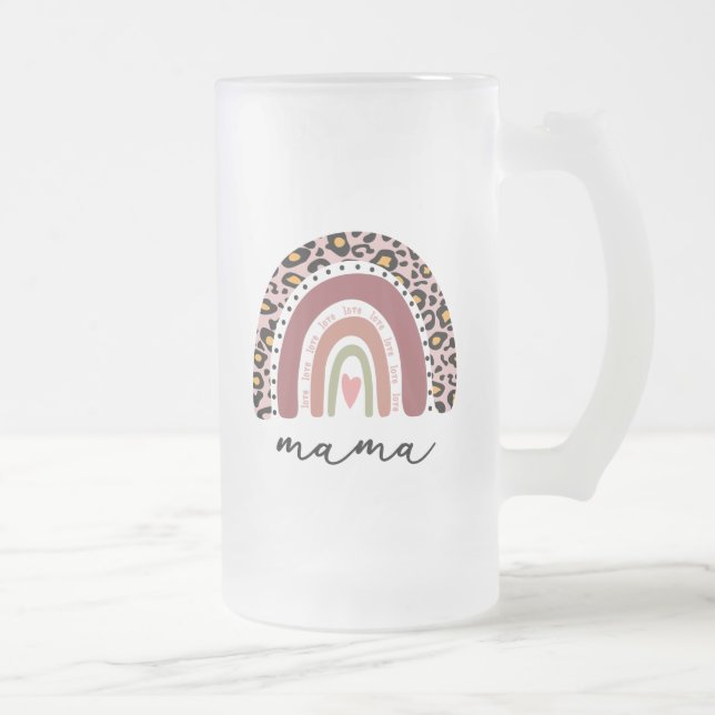 Mama Rainbow, Gesegnetes Mama-Geschenk, Boho Mama  Mattglas Bierglas (Rechts)