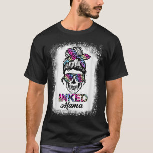Mama Rainbow Leopard Drucke Messing Bun Skull m T-Shirt