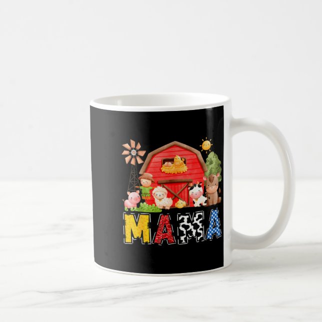 Mama Red Farm Cow Birthday Boy Matching Family Par Kaffeetasse (Rechts)