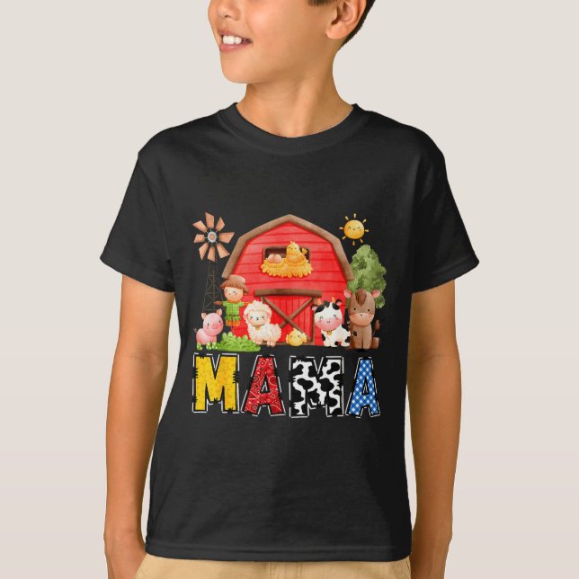 Mama Red Farm Cow Birthday Boy Matching Family Par T-Shirt (Vorderseite)