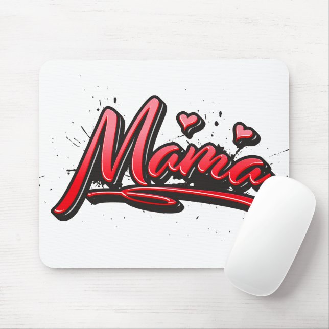 Mama red Heart Graffiti Mousepad (Mit Mouse)