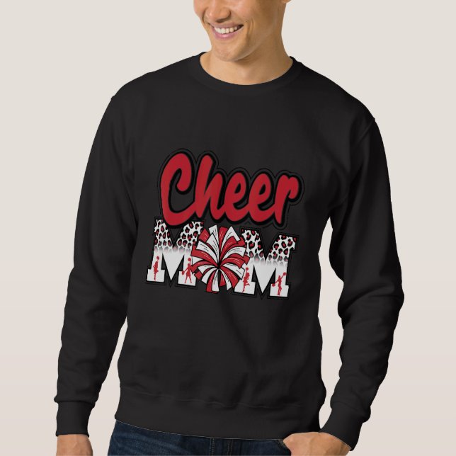 Mama Red Leopard Briefe Cheer Pom Poms Sweatshirt (Vorderseite)