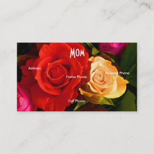 Mama Red Yellow Roses Visitenkarte Telefonnummerkarte