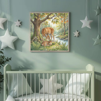 Mama Reh und ihr Kitz Baumschule Poster