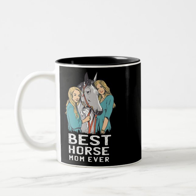 Mama Reiten Bestes Pferd je Niedlich Pferde 201 Po Zweifarbige Tasse (Links)