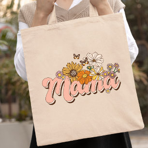 Mama Retro Blumenmuster Tragetasche