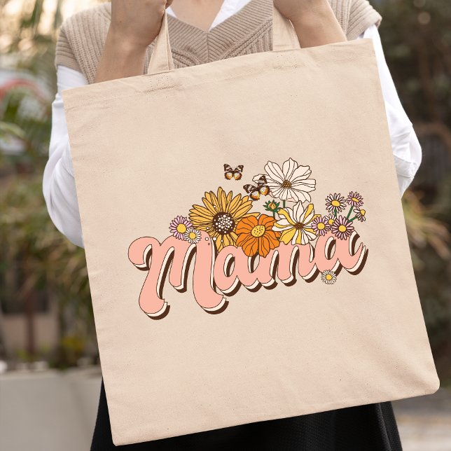 Mama Retro Blumenmuster Tragetasche (Von Creator hochgeladen)