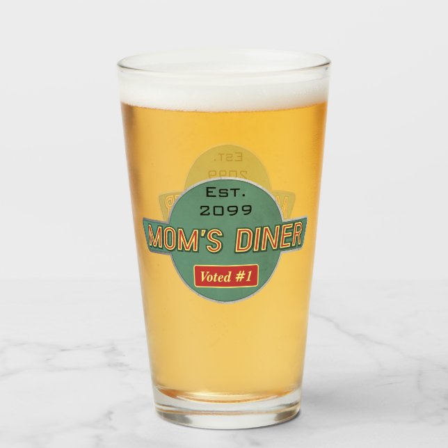 Mama Retro Diner Pint Bierglas Glas (Vorne (Gefüllt))