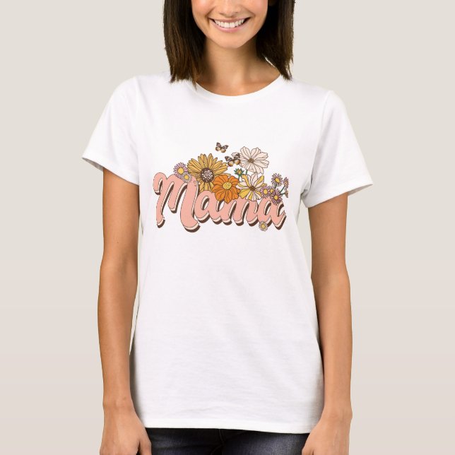 Mama Retro Floral T-Shirt (Vorderseite)