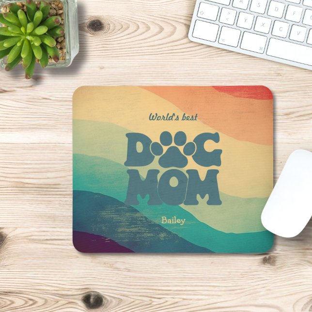 Mama Retro Groovy Personalisiert Mousepad (Von Creator hochgeladen)