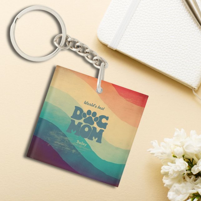 Mama Retro Groovy Personalisiert Schlüsselanhänger (Von Creator hochgeladen)