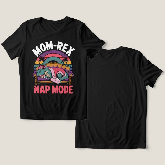 Mama-Rex Nickerchen Mode - Funny Relaxing Dinosaur Tri-Blend Shirt (Design Vorderseite & Rückseite)