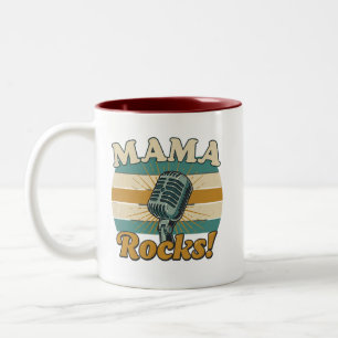 Mama rockt das Mikrofon Retro Muttertag Zweifarbige Tasse
