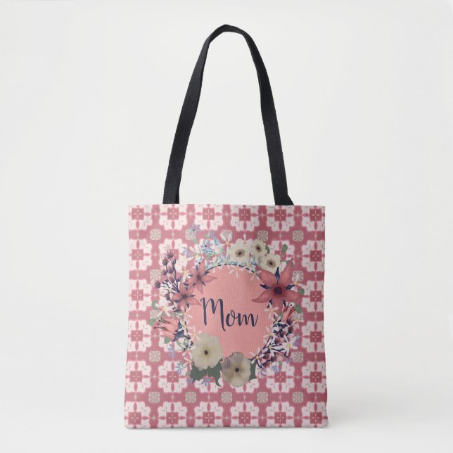 Mama | Rosa Blumenrege | Monogramm (Vorderseite)