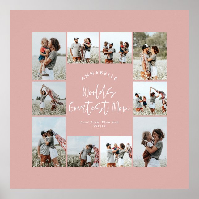 Mama rosa elegante moderne minimale Foto Collage Poster (Vorne)