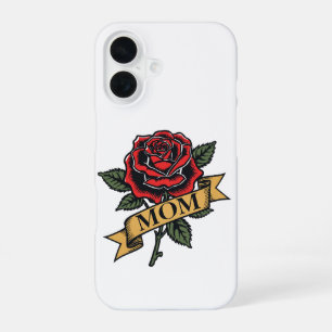 Mama Rose Vintage Tattoo-Stil Rotes Rosenbanner iP iPhone 16 Hülle
