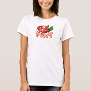 Mama & rote Rose mit Tautropfen T-Shirt