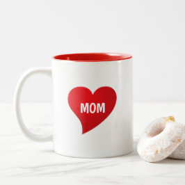 Mama rotes großes Herz niedlich modernes grafische Zweifarbige Tasse