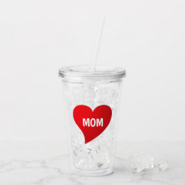 Mama rotes Großherz Moderne Typografie niedlich Acryltrinkbecher