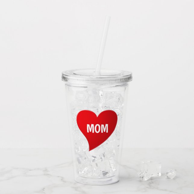 Mama rotes Großherz Moderne Typografie niedlich Acryltrinkbecher (Rückseite Ice)