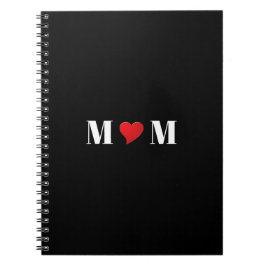 Mama rotes Herz Liebe schwarzes Notebook oder Jour Notizblock