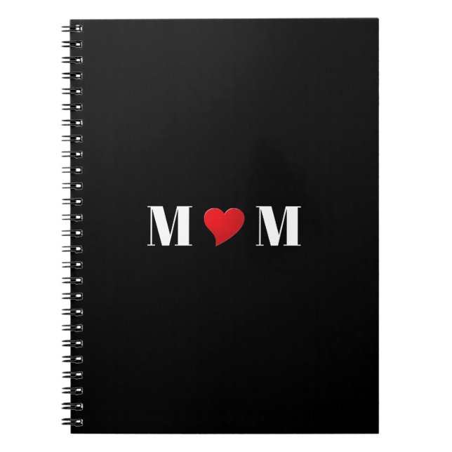 Mama rotes Herz Liebe schwarzes Notebook oder Jour Notizblock (Vorderseite)