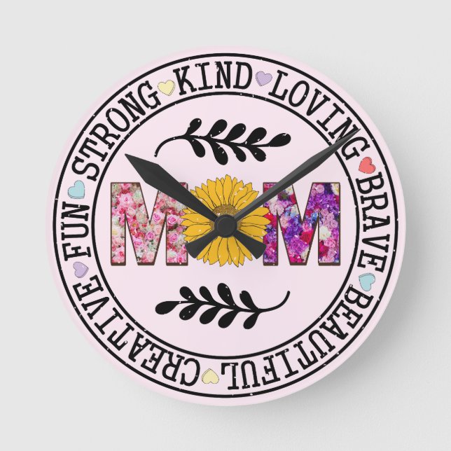 Mama Runde Wanduhr (Vorderseite)