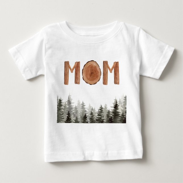 Mama Rustikale Grüne Bäume Baby T - Shirt (Vorderseite)