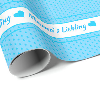 Mama`s Liebling blau mit Herzen Geschenkpapier