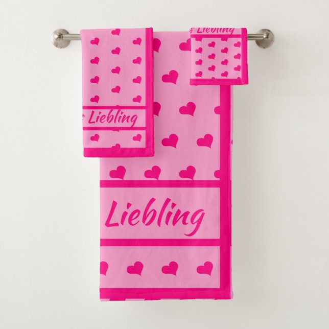 Mama`s Liebling rosa Herzen Mädchen Badhandtuch Set (Insitu)